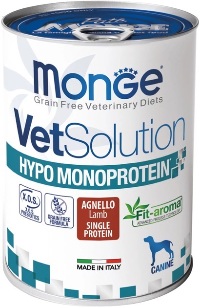 Консерва для всех пород Monge VetSolution Hypo ягненок 400 г