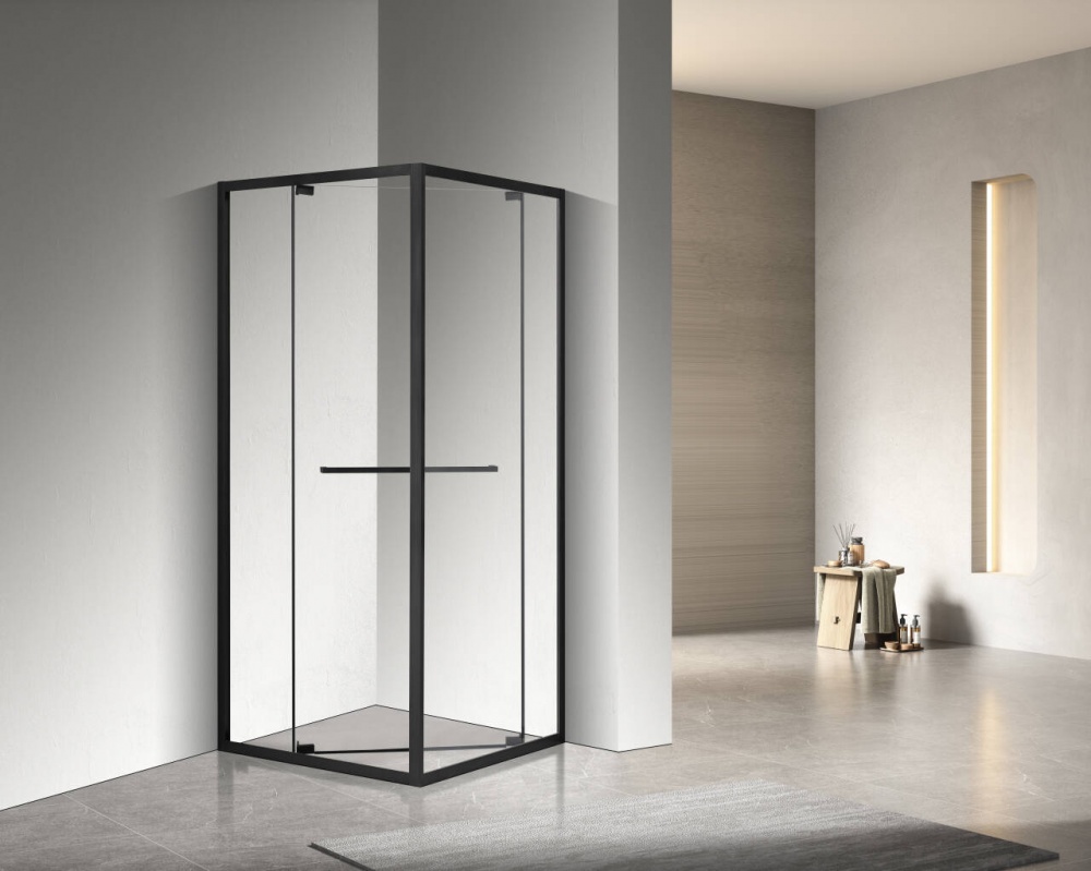 Душевое ограждение EGO EGOIST SLIDE 90х90х200 см, стекло проз 6мм, проф черный алюм