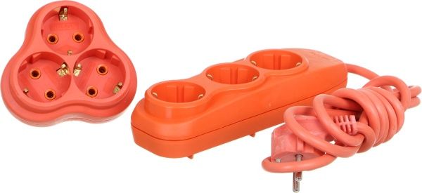 Комплект Nilson удлинитель + тройник с заземлением 3 гн. оранжевый 2 м 