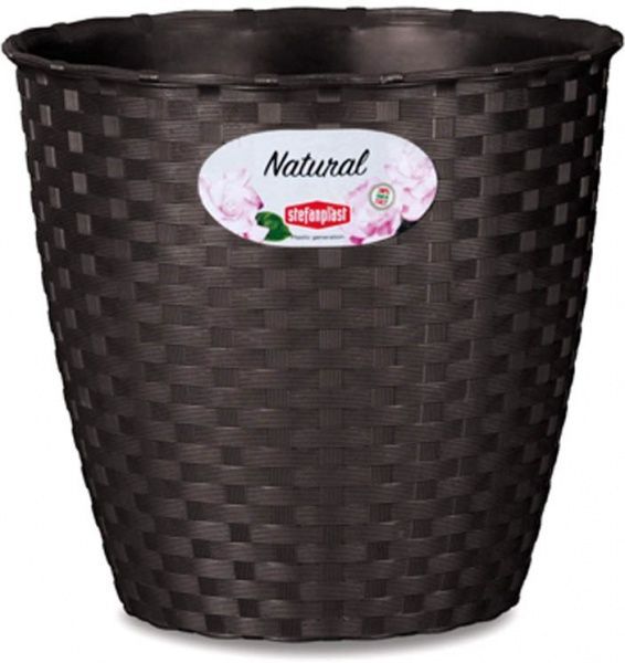 Вазон пластиковый Stefanplast Natural круглый 12,5л коричневый (73482) 