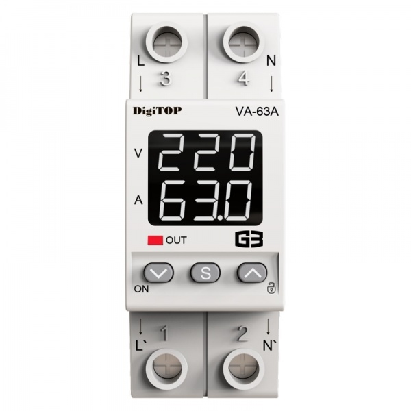 Реле напруги DigiTOP з контролем струму VA-63A M2W