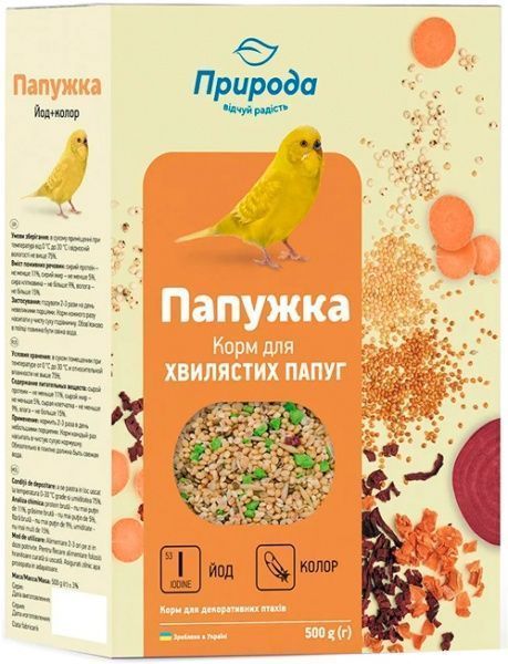 Корм Природа Папужка Йод+колор NEW 500 г