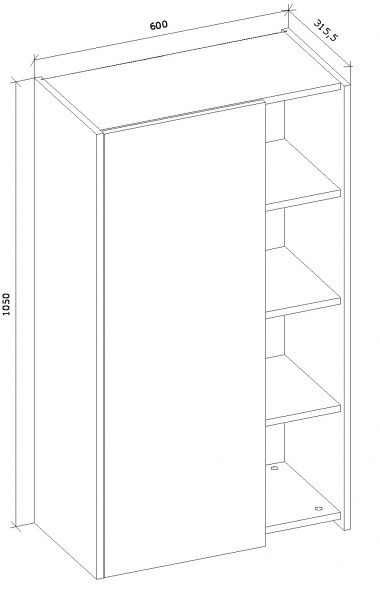 Шафа верхня МС Ідея Лофт В 60/105/31,6 з відкритими полицями бетон Грейд