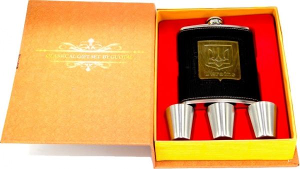 Фляга с гербом Украины в шкатулке Книга охотника 166