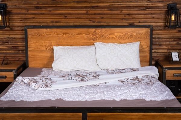 Комплект постільної білизни Калейдоскоп євро бежевий із коричневим Rigel 