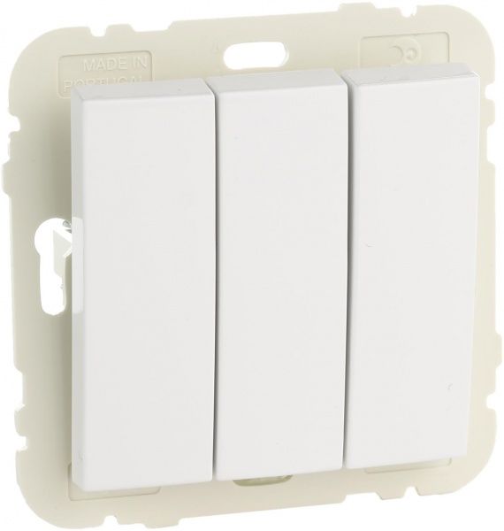 Вимикач триклавішний Efapel Logus без підсвітки 10 А 250В IP20 білий