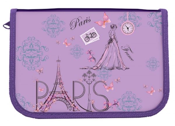 Пенал школьный Paris с 2 отворотами 21201C CLASS разноцветный принт