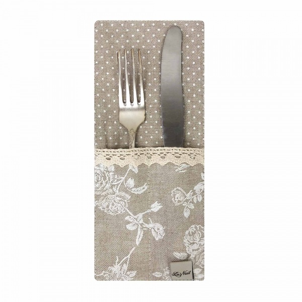 Конверт для столовых приборов La Nuit ШАЛЕ Розы с горохом 10x24 см 