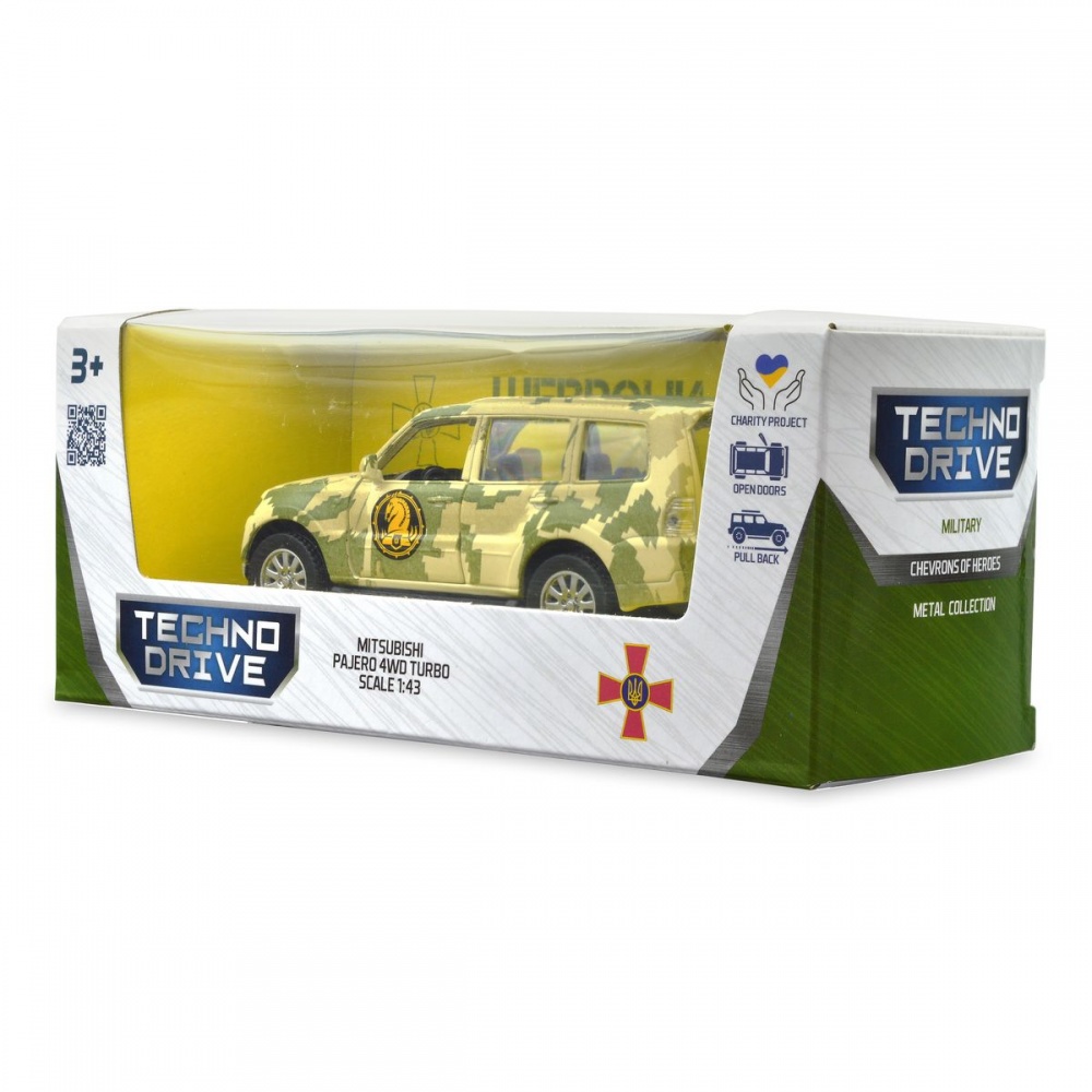 Автомодель TechnoDrive 1:32 серии Шевроны Героев Mitsubishi Pajero 4WD Tubro 47 ОМБр 250361M
