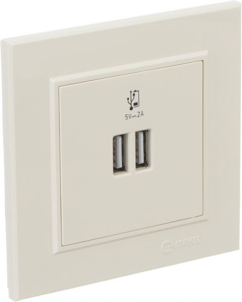 Розетка USB подвійна Makel Karea слонова кістка без шторок без кришки слонова кістка