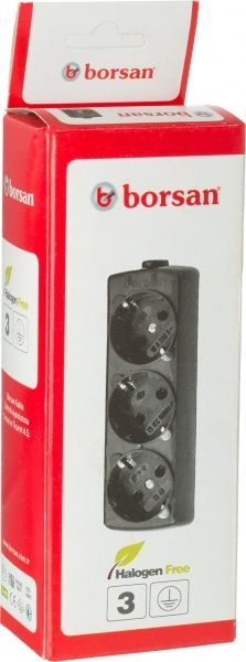 Колодка Borsan с заземлением 3 гн. черный BR.1553-0