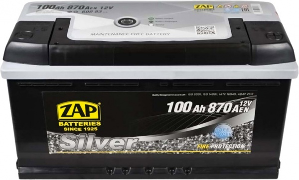 Акумулятор автомобільний ZAP Silver (600 83) 100Ah 870A 12V «+» праворуч
