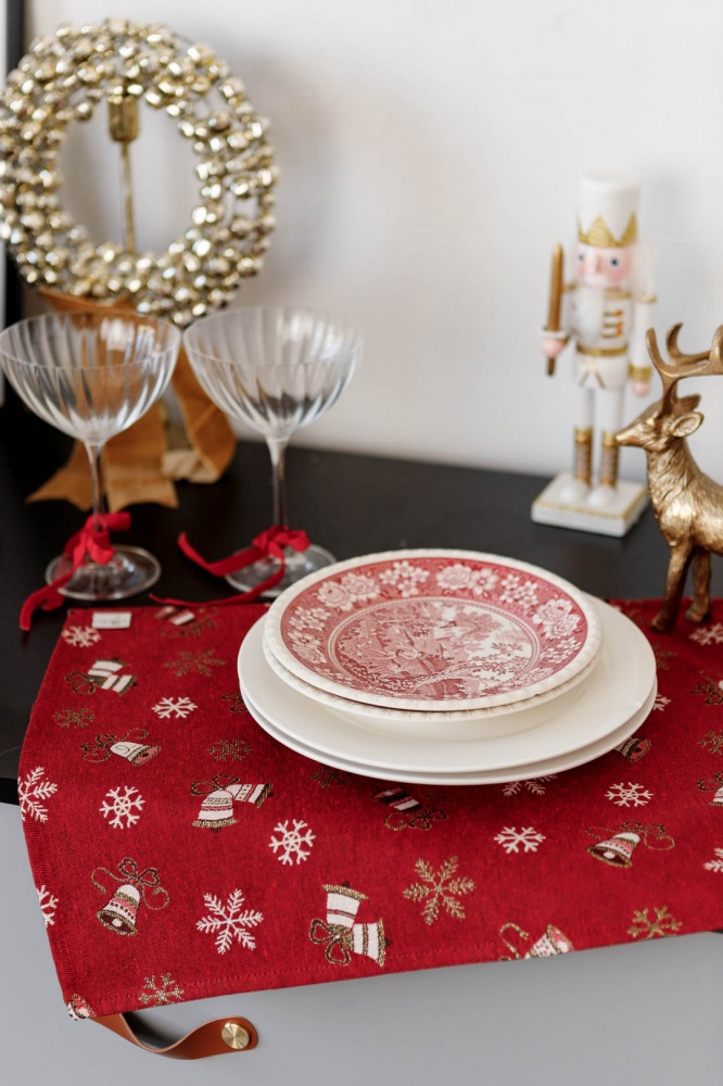 Серветка декоративна Прованс Дзвіночки на червоному 35x45 см