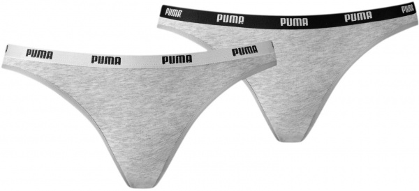 Трусы Puma PUMA WOMEN BIKINI 2P PACK GREY / GREY 90785105 S серый