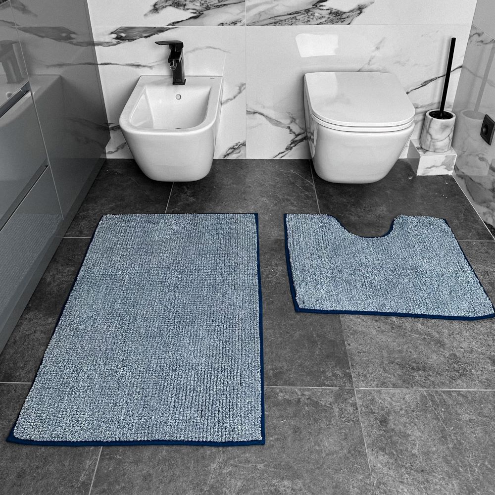 Набір килимків Dariana Standard Plus 60x50+60x100 з вирізом темно-синій