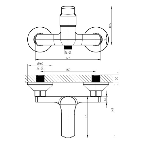 Смеситель для душа Imprese LESNA, з душовым гарнитуром, хром