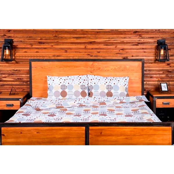 Комплект постельного белья Тетрис евро бело-голубойкоричневый Rigel 