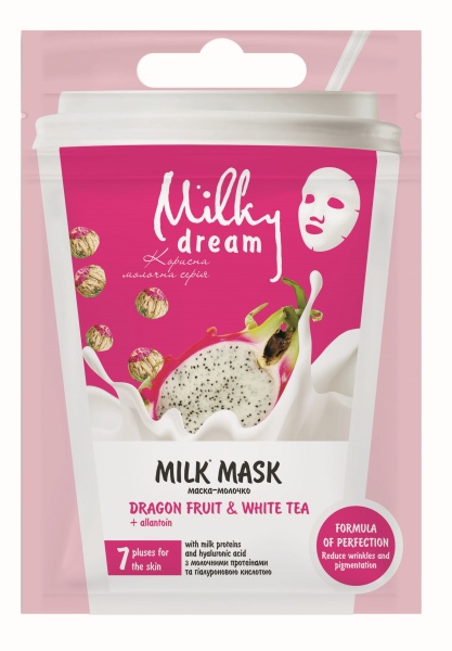 Маска тканевая для лица Milky Dream Драгонфрукт и белый чай+аллантоин 20 мл
