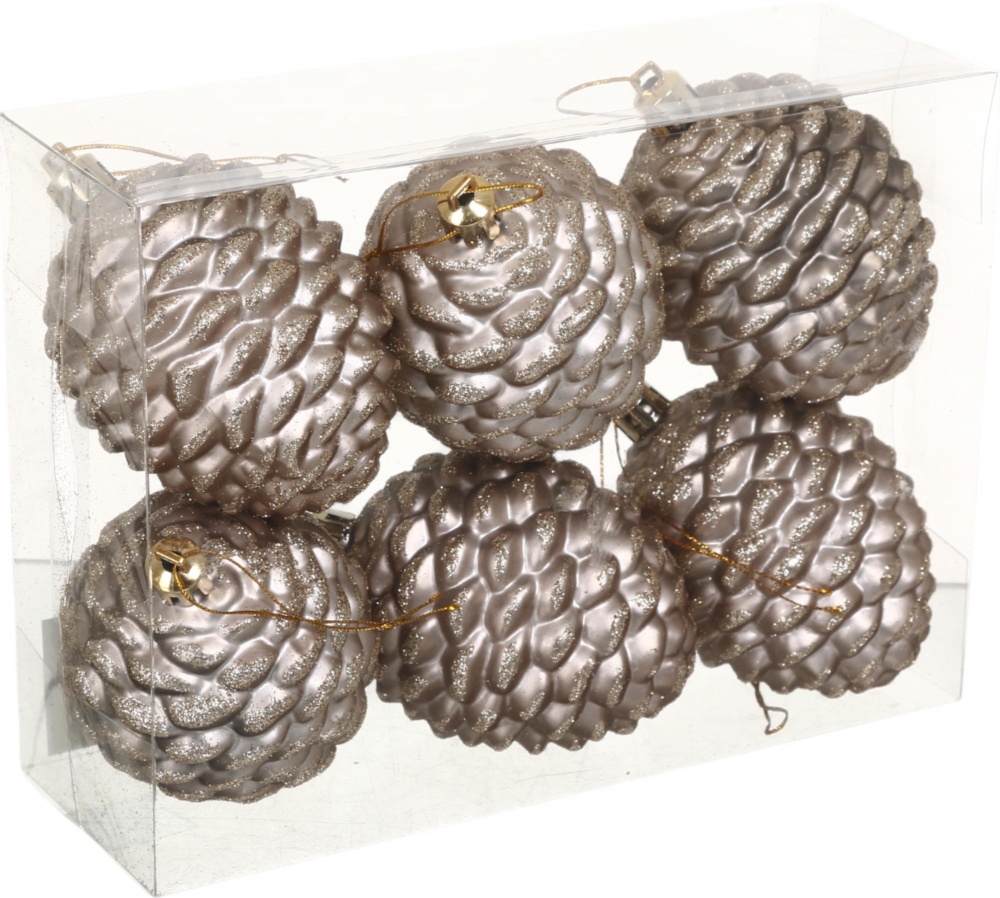 Набор елочных игрушек Шишка шампань 7 см 6 шт./уп.