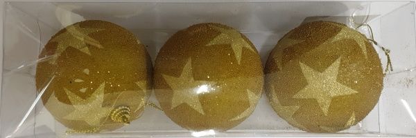 Куля новорічна ПіонеR Зірка 8 см 3 шт. 91680-PN золотистий