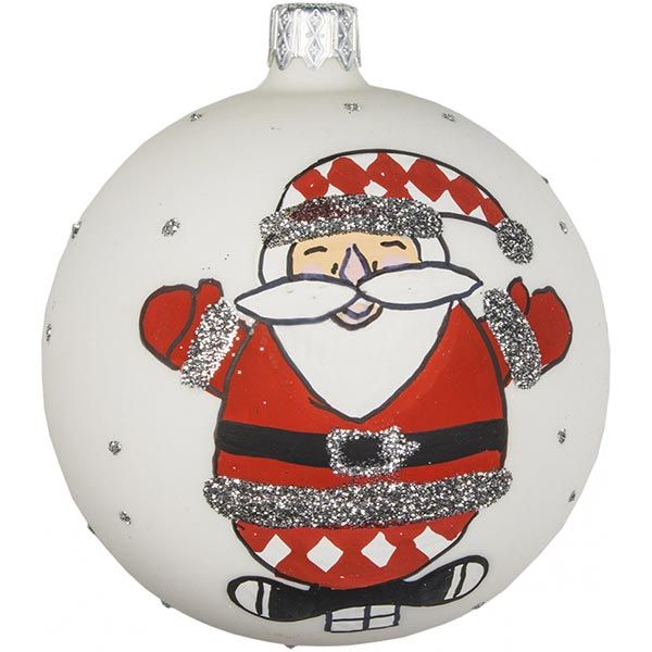 Шарик новогодний 5112-1 белый матовый 80 мм