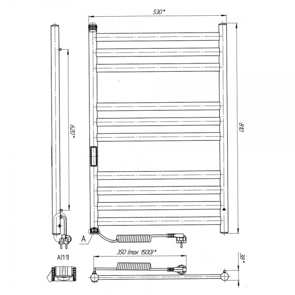 Рушникосушарка електрична Laris Кватро П10 500х800 Е Л S