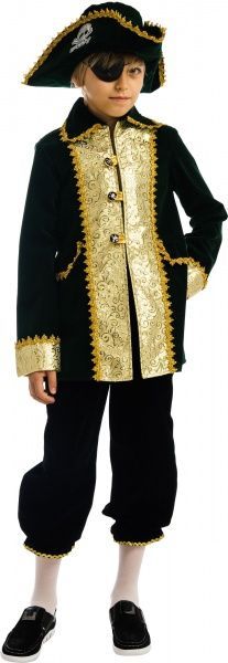 Костюм дитячий карнавальний КАРНАВАЛІЯ Капітан Піратів 5-7 років р.122 зелений 