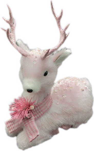 Декорация новогодняя New Star олень сидячий светло-розовый 36 см 