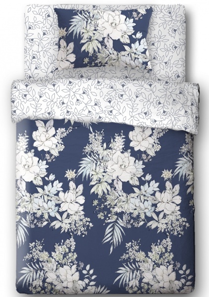 Комплект постільної білизни Momentary 1,5 синьо-білий Ibodo 