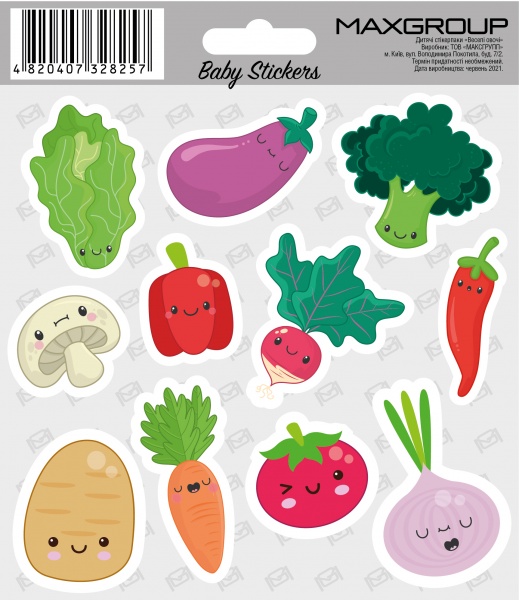 Набір наліпок MAXGROUP Веселі овочі NM-117