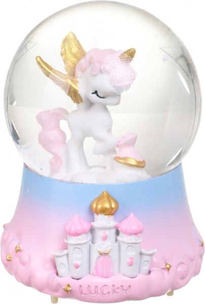 Сувенір новорічний куля снігова єдиноріг В-80-189 світлодіодна (LED) 