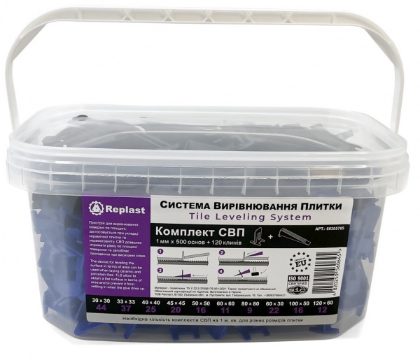 Набор СВП Replast 500 основ + 120 клинов 1 мм 620 шт./уп (CL 104150)
