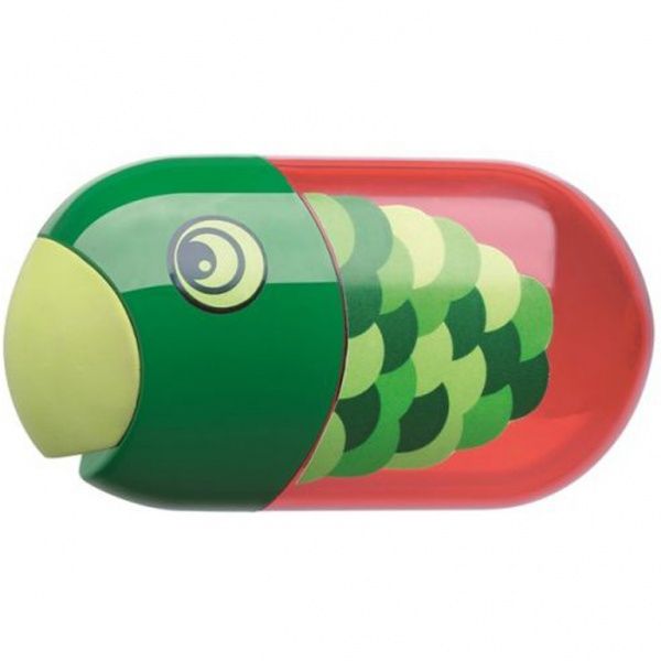 Чинка Папуга 183525 2 отвори з контейнером + гумка Faber-Castell