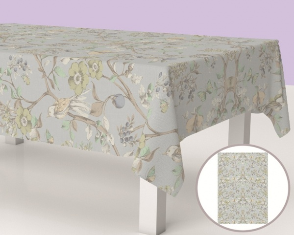 Скатерть Птичка 150x250 см голубой с салатовым La Nuit 