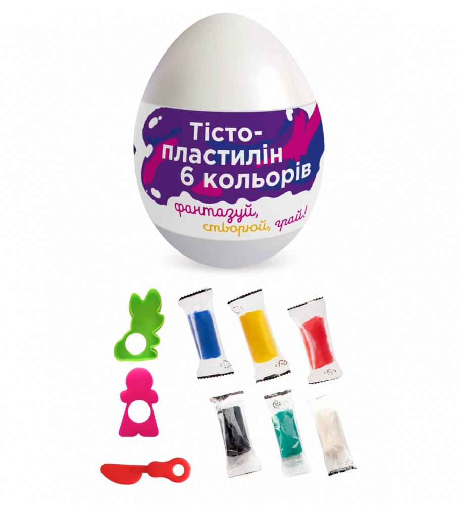 Набор для лепки DGT-ART тесто-пластилин 6 цветов в яйце TY4466