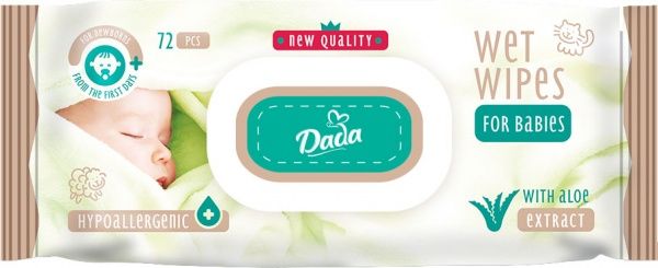 Детские влажные салфетки Dada с экстрактом алоэ вера 72 шт.