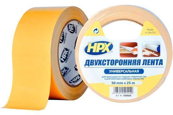 Двусторонняя клейкая лента HPX для гладких поверхностей 50 мм x 25 м CE5025