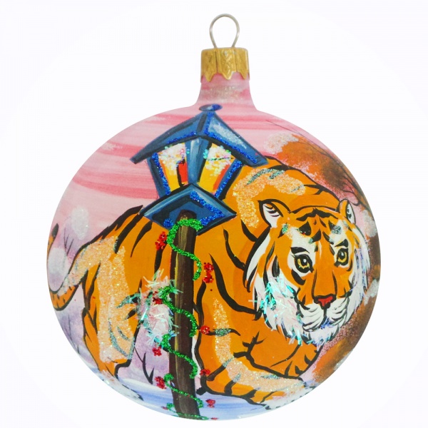 Шар новогодний d100 мм K-1420-6-100 Тигр разноцветный