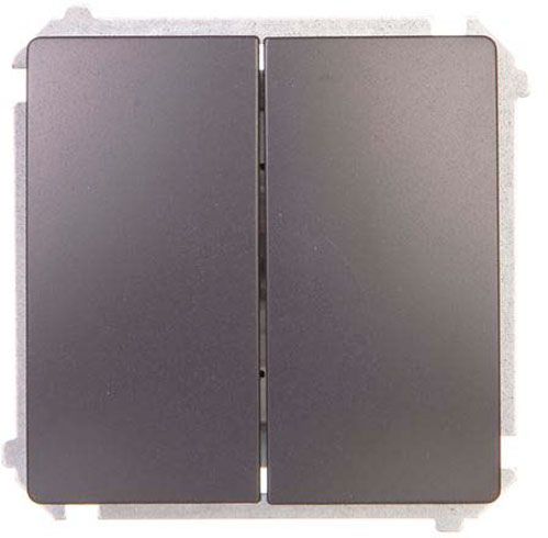 Перемикач прохідний двоклавішний Simon Basic без підсвітки 10 А 250В матовий графіт BMW6/2.01/28