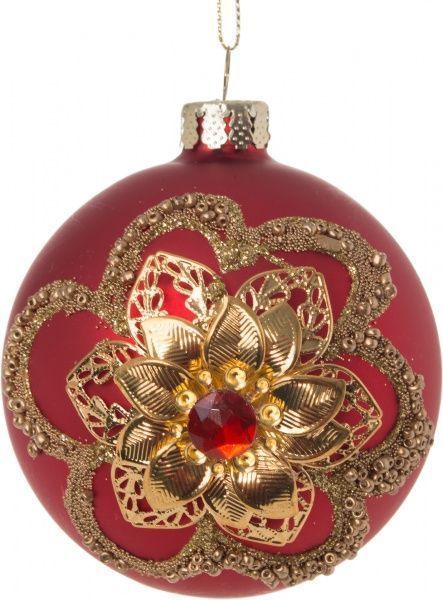 Шар стеклянный Цветок d80 JF151464 красный