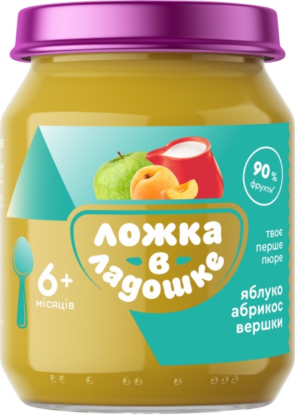 Пюре фруктове Ложка в ладошке Яблуко-абрикос з вершками 180 г 