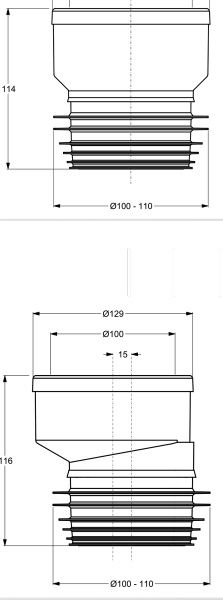 Патрубок Bonomini BI-POWER до унітазу екцентричний прямий 8423HL10C0