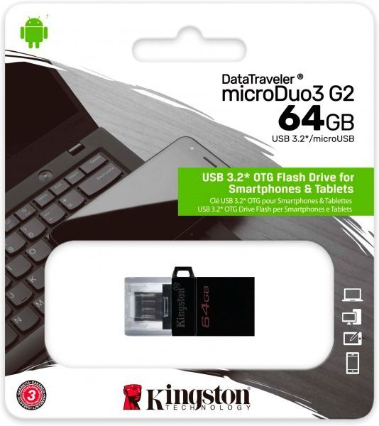 Флеш-пам'ять Kingston microDuo 3 64 ГБ USB 3.0 / microUSB (OTG) (DTDUO3G2/64GB) 