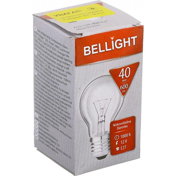 Лампа накаливания Bellight 40 Вт E27 12 В прозрачная