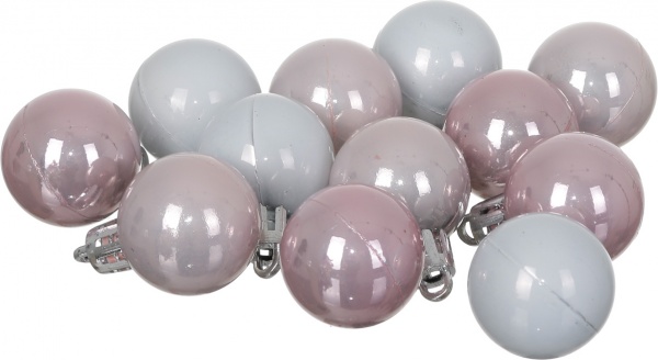 Набор елочных шаров светло-розовых d30 мм 12 шт./уп. 