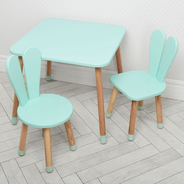 Комплект мебели детский ArinWOOD Зайчик Бирюзовый (стол + 2 стула) 04-025B+1 