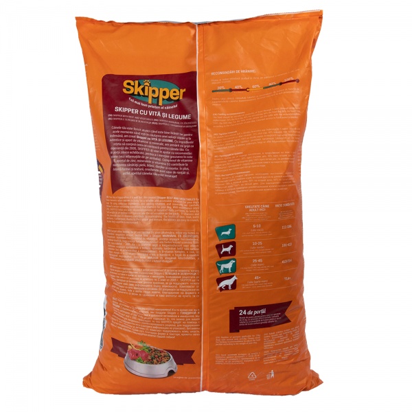 Корм сухой для взрослых собак для всех пород Skipper с говядиной и овощами 10 кг