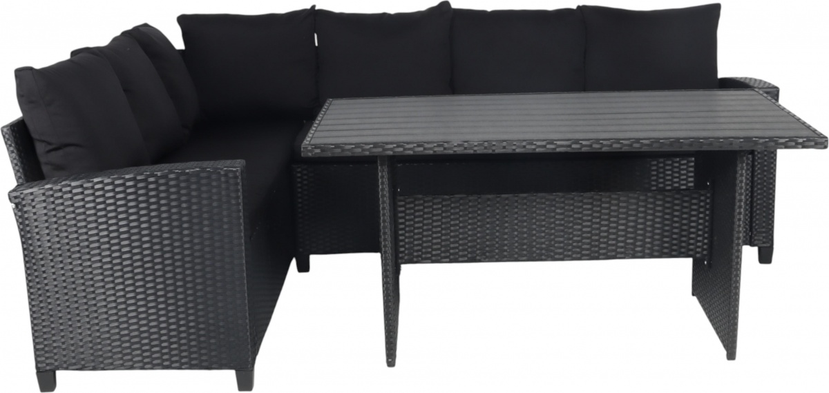 Комплект меблів Indigo зі штучного ротангу СКАРЛЕТТ (стіл 140x80x67 см + кутовий диван) графіт — фото 1