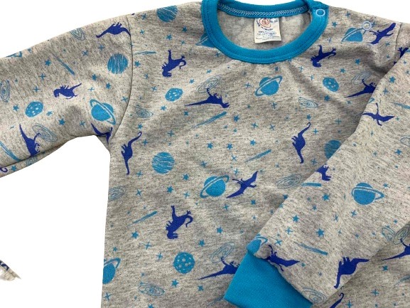 Піжама дитяча для хлопчиків Моя планета Динозаври р.98–104 сірий із малюнком Пж401-3 
