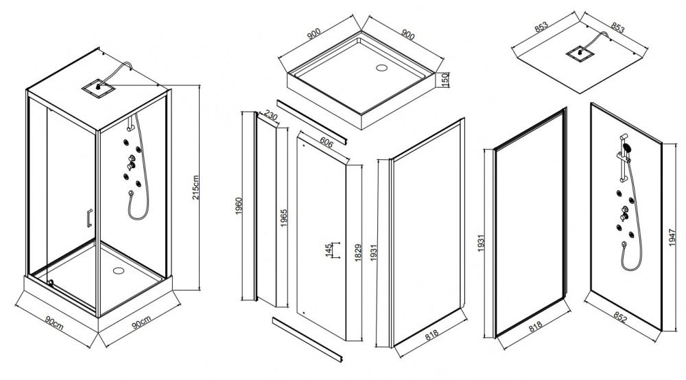 Душовий бокс EGO EGOIST 900х900х2150 мм CD9096